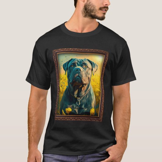 Cane Corso Schilderen Zonnebloem Bloem Moeder Vrou T-shirt (Voorkant)