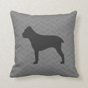 Cane Corso Silhouette Gray Herringbone Kussen