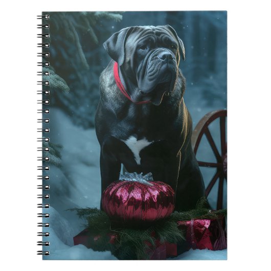 Cane Corso Snowy Sleigh Kerst Decor Notitieboek (Voorkant)
