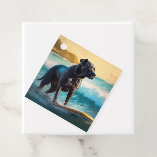 Cane Corso strand surfen schilderij Bedankjes Labels (In situ)