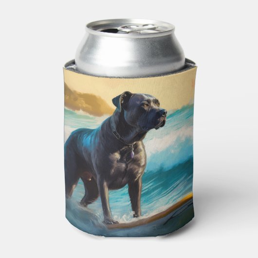 Cane Corso strand surfen schilderij Blikjeskoeler (Blikje Voorkant)