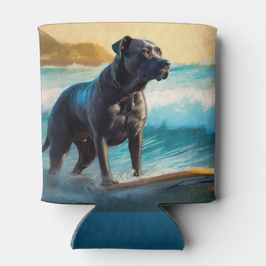 Cane Corso strand surfen schilderij Blikjeskoeler (Achterkant)