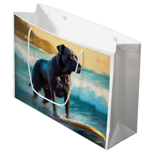 Cane Corso strand surfen schilderij Groot Cadeauzakje (Voorkant Gekanteld)