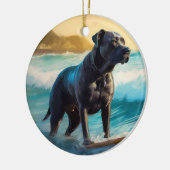 Cane Corso strand surfen schilderij Keramisch Ornament (Links)