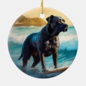 Cane Corso strand surfen schilderij Keramisch Ornament (Achterkant)