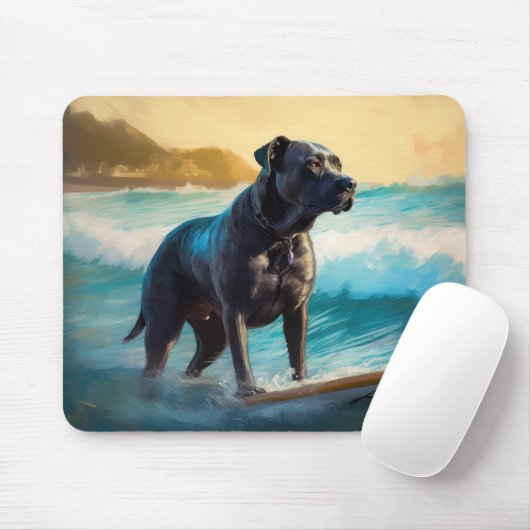 Cane Corso strand surfen schilderij Muismat (Met muis)
