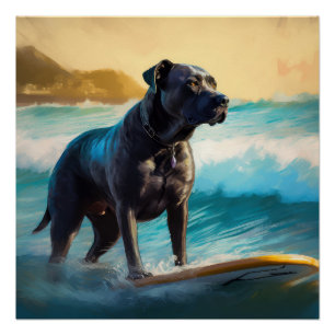 Cane Corso strand surfen schilderij Perfect Poster