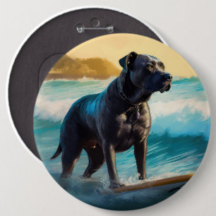 Cane Corso Strand Surfing Schilderij Ronde Button 6,0 Cm