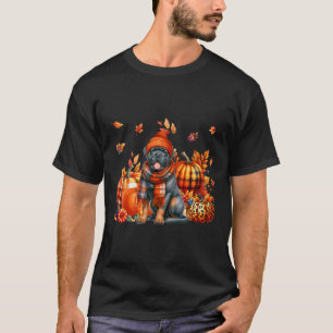Cane Corso Thanksgiving Luipaard Pompoenen Herfstb T-shirt