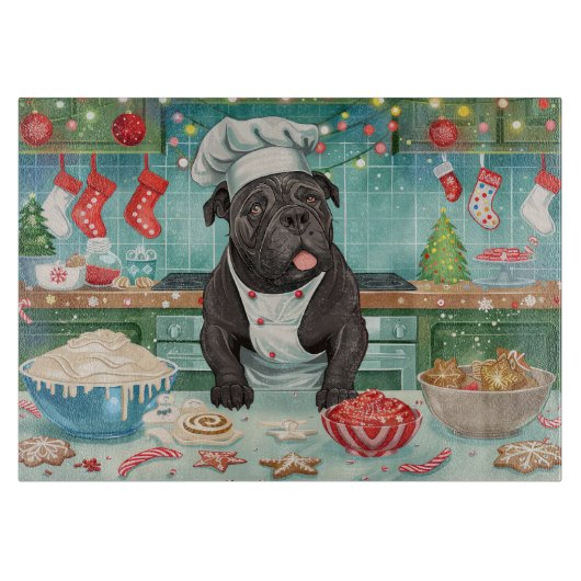 Cane Corso Vakantie Bakken: Feestelijke Kerst Snijplank (Voorkant)