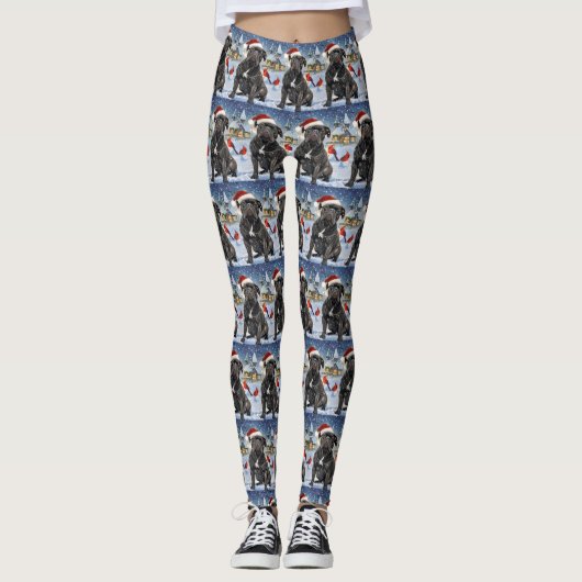 Cane Corso Winter Wonderland Kerstvreugde Leggings (Voorkant)