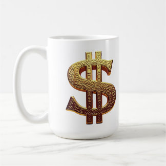 CANECA BRANCA CLÁSSICA -  CIFRÃO/TOM OURO KOFFIEMOK