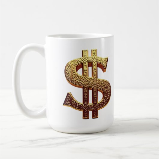 CANECA BRANCA CLÁSSICA -  CIFRÃO/TOM OURO KOFFIEMOK (Links)