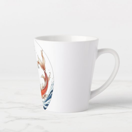 Caneca branca com design de peixes japoneses latte mok (Rechts)