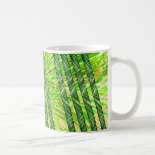 Caneca com riscos e faixas verdes, amarelo e oliva koffiemok