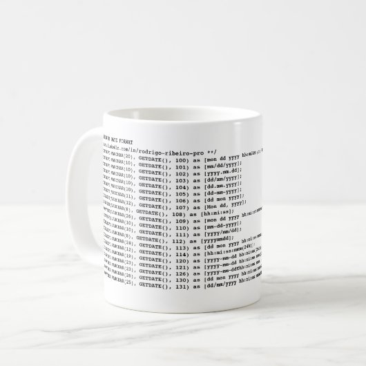 CANECA DE CAFÉ SQL SERVER DATE FORMAT MUG (Devant gauche)