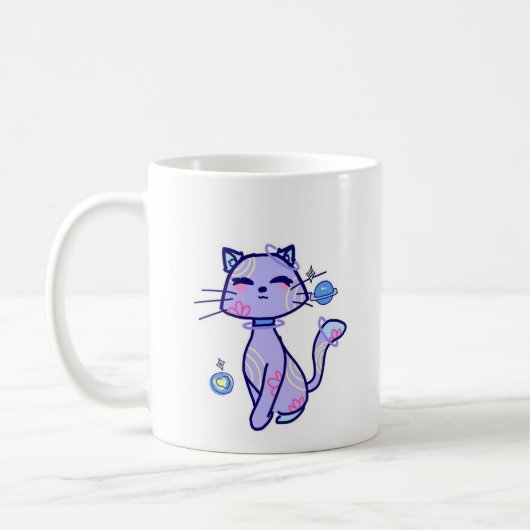 Caneca gato espacial koffiemok (Links)