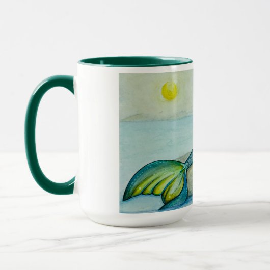 Caneca ilustração sereia pintada à mão mok (Links)