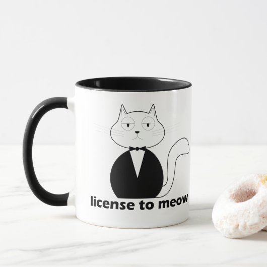 Caneca Mug - Cat. License to Meow (Avec donut)