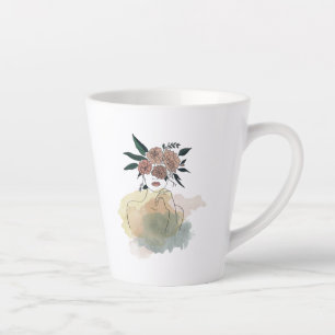 Caneca para café latte linhas e flores mok