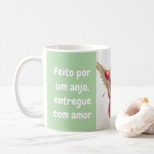 caneca personalizada anjo cupido com coração  koffiemok (Met donut)