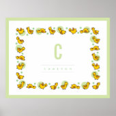 Canetons joueurs en vert - Art mural pour la nurse (Devant)