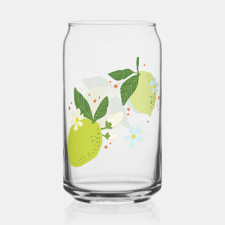 Canette de verre avec design citron/citron vert