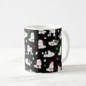 Caniche de Noël blanc Mug de café noir (Devant droit)