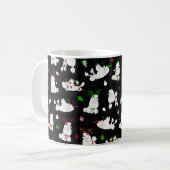 Caniche de Noël blanc Mug de café noir (Devant gauche)