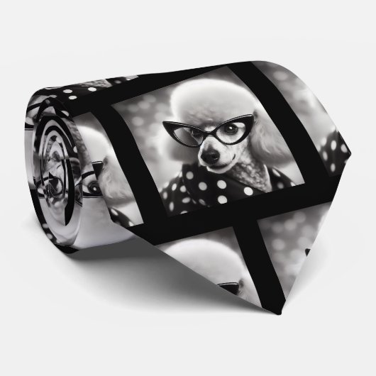 Caniche drôle avec lunettes Nerd cravate (Roulé)