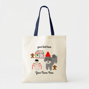 Caniche gris Noël #1 Sac fourre-tout
