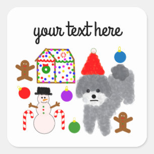 Caniche gris Noël #2-3 Stickers
