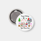 Caniche gris Noël #3 Magnet rond (Recto/Verso)
