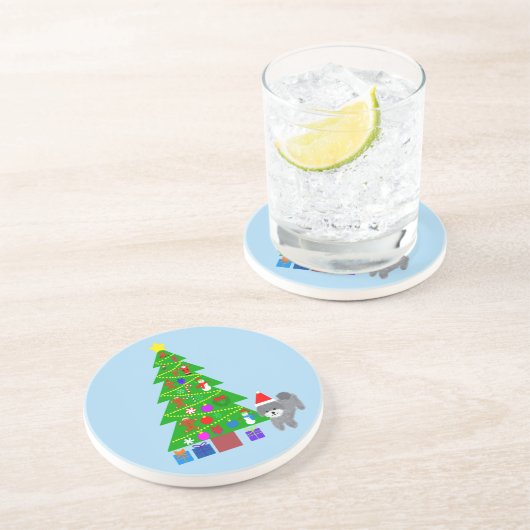 Caniche gris Noël #5 Dessous de verre (Côté)