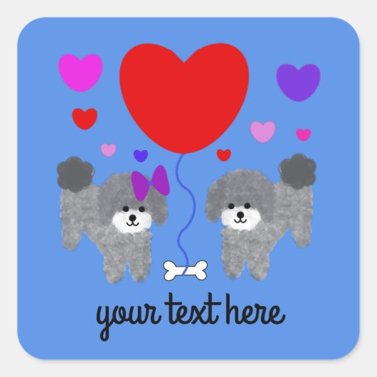 Caniche gris Valentine #1-3 Stickers (Devant)