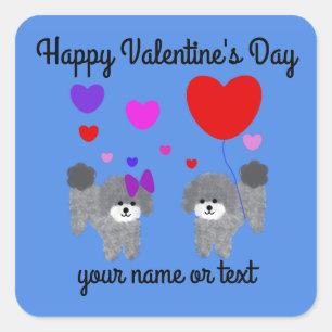 Caniche gris Valentine #2 Stickers