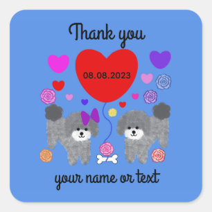 Caniche gris Valentine #3-2 Stickers