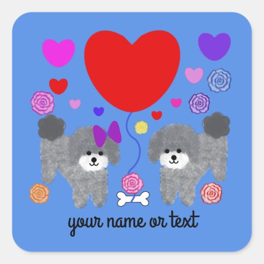 Caniche gris Valentine #3-3 Stickers (Devant)