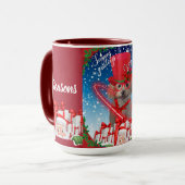 Caniche Noël Saisons Salutation café Mug (Devant gauche)