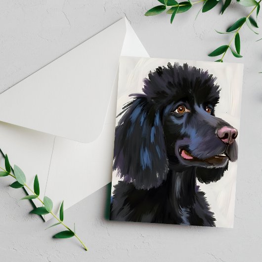 Caniche Noir | Carte de Compagnon à l'Aquarelle