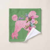 Caniche rose simple sur vert (Gant de toilette)