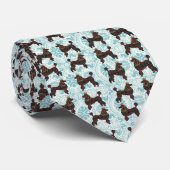 Caniches Royal Carreaux avec Cravate Fond Bleu (Roulé)