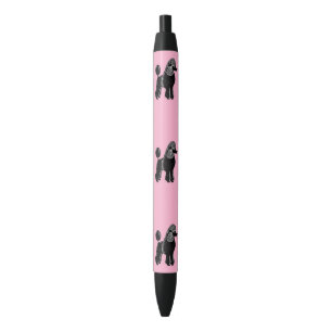 Caniches standard noirs roses et stylos noirs