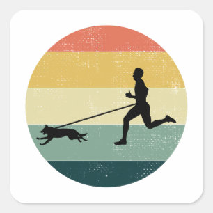 Canicross Trail Runner Dog Sport Vierkante Sticker