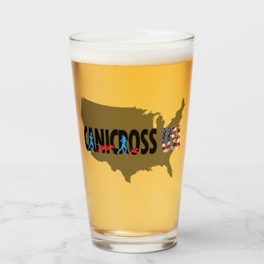 Canicross USA Map Pint Glass Glas (Voorkant gevuld)