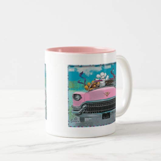 Canicule rose Cadillac Retro Tasse à imprimer (Devant droit)