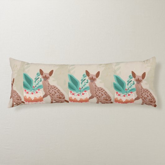 Canidé Fantaisiste avec Gâteau – Coussin de Corps (Devant)