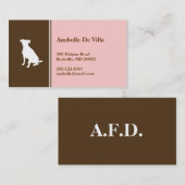 Canine chien rose brun animal de compagnie carte d (Devant / Derrière)