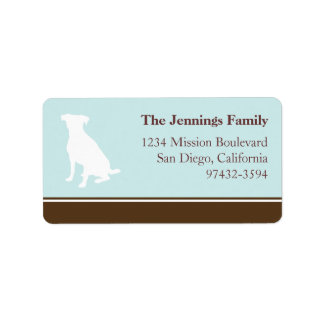 Canine dog pet silhouette blue return of mailing etiket