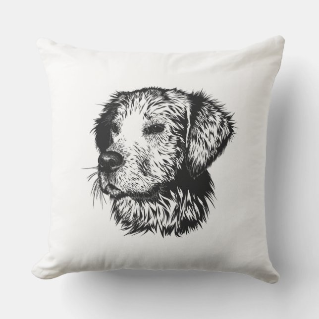 Canine Head schets Buitenkussen (Voorkant)